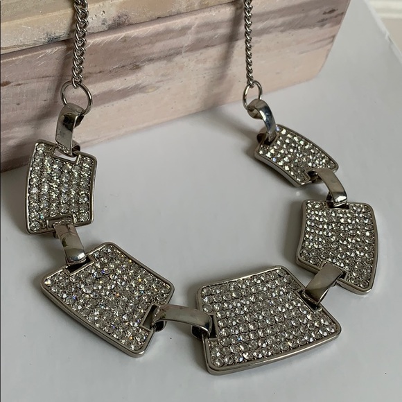 🌸2/$20🌸 Silver Diamond Block Necklace - Picture 4 of 4